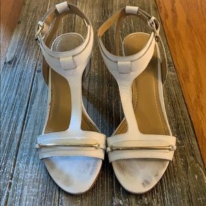 Nine West white leather sandals